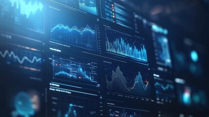 Leinwandbilder - Successful investor analyzing data on a digital financial dashboard in a modern workspace