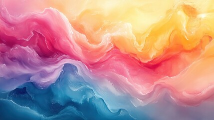 Poster - Abstract Watercolor Painting with Vibrant Pink Yellow Turquoise Colors and Swirling Patterns for Art and Design