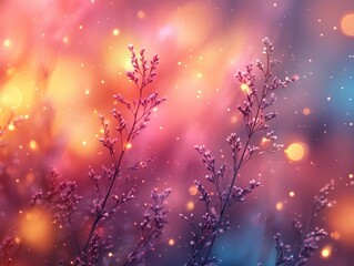 Fototapete - Dreamy Pastel Background with Bokeh Effect and Sunlight Rays