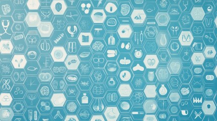 Healthcare icons hexagon pattern digital background