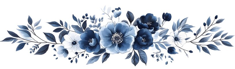 Canvas Print - Elegant Watercolor Blue Floral Arrangement Design