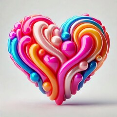 Wall Mural - multicolored heart-shaped candle on a white background