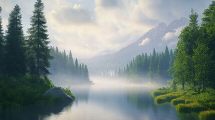 Beautiful views of mountains, forests, rivers, and glacial mountains.
