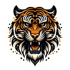  AI Generate of Tiger Head Shape as Natural Element such as Wind, Cloud, Tree, Animal, Wood, isolate in white.