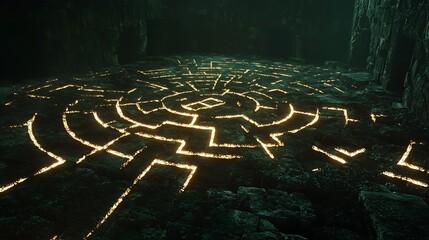 Wall Mural - A maze with a golden circle in the middle