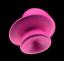 Wall Mural - Abstract 3D illustration of futuristic glitchy pink glossy form with ripples and distortions. An image on the theme of biotechnology and molecular physics.