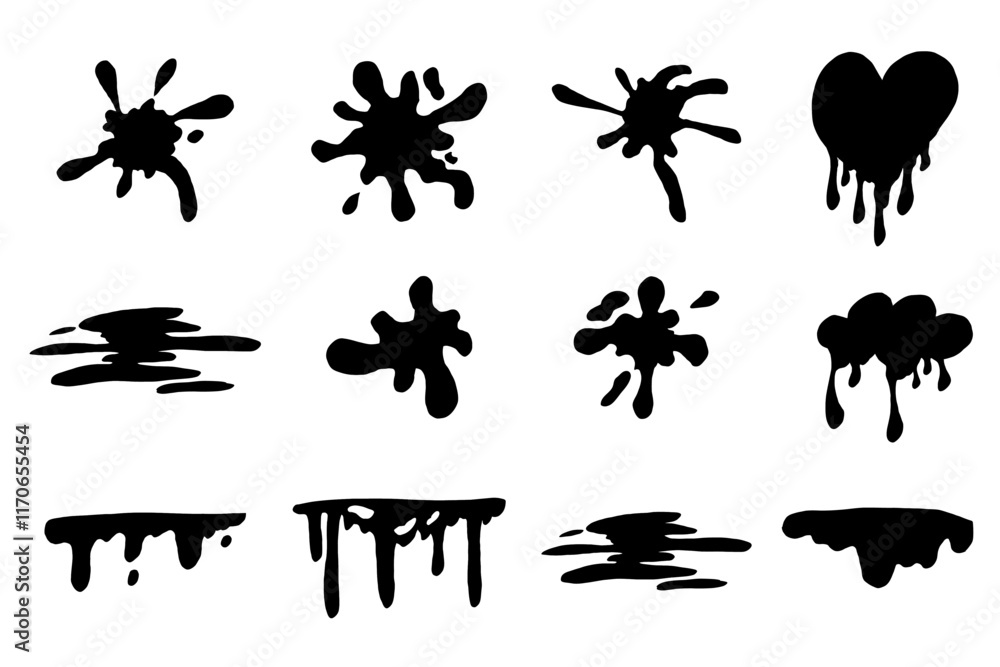 Paint drip splatter, liquid stain fluid ink droplet. Graffiti splash ...