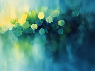 Fototapete - Dreamy Abstract Impressionism Background with Soft Bokeh Effects in Blue and Green