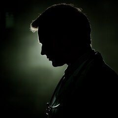 Canvas Print - a man in a white coat is standing in a dark room