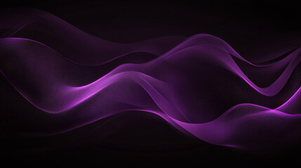 Wall Mural - abstract purple waves on black background