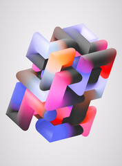 3d render, abstract background of volumetric maze, tangled colorful tubes, modern multicolored wallp