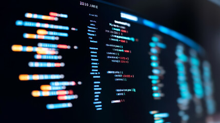 Colorful code on computer screen, technology concept