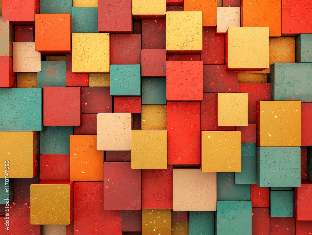 Colorful Abstract Background of 3D Boxes in Varied Shapes and Sizes for ...