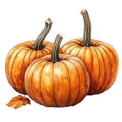 Pumpkin illustration with elegant design isolated on transparent background