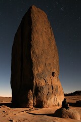 Wall Mural - A towering rock formation under a starry sky, showcasing nature's grandeur and tranquility.