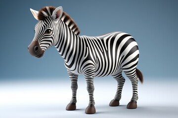 Wall Mural - zebra standing on a white surface with a blue background