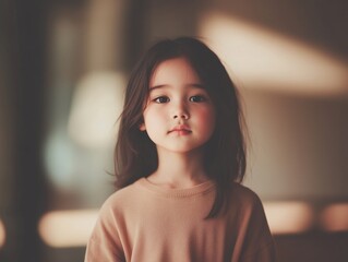 Wall Mural - Portrait of a Young Girl with Serene Expression