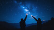 © Вася Пупкин - Couple under a starry sky with a romantic mood pointing at the stars