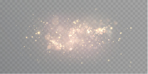 Poster - Cloud of bright glitter. Bokeh light effect background. Festive glowing background of dust of light bokeh confetti and sparkling texture overlay for web design.