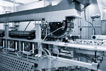 Poster - PET Dairy bottles blowing. The plastic bottle blowing machine.Heating process for plastic bottle process.
