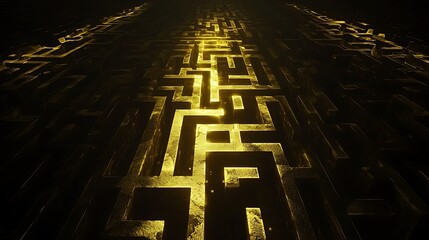 Wall Mural - A maze of gold and black lines with a yellow center