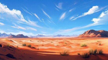 Wall Mural - Serene Desert Landscape Under a Vivid Sky