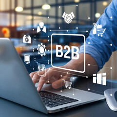 Fototapete - Business Strategy Concept for B2B Collaboration and Growth, Showcasing Effective Partnerships and Innovative Solutions for Maximizing Organizational Performance