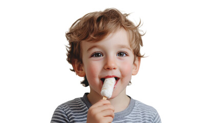 A Young Boy Enjoying a Delicious Candy Bar, Perfect for Ads Highlighting Children's Snacks and Sweet Treats in Family-Oriented Campaigns.