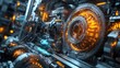 © Chandlerlikes - A futuristic machine with rotating cogs and glowing metal components, symbolizing the creative flow of energy and innovation in engineering.