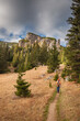 © EdNurg - Woman hiking in the mountains using trekking poles and carrying a backpack enjoying the landscape