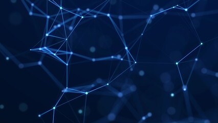 Abstract geometric background. Movement of connected lines and dots. The concept of science. 3d 
