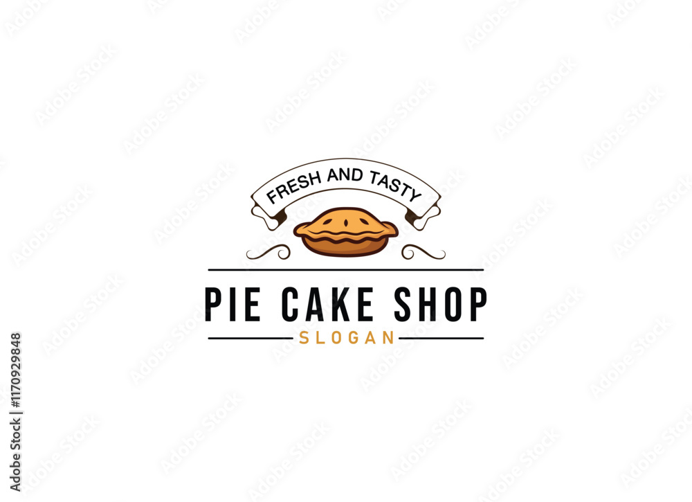 Pie cake bakery logo design. Bakery shop logo design template. Stock ...