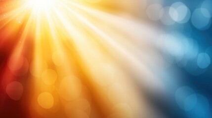 a bright orange and blue background with bokeh lights
