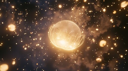 Wall Mural - A glowing sphere in a dark sky with a lot of stars