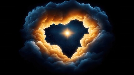 Wall Mural - a heart shaped cloud with a star in the middle of it