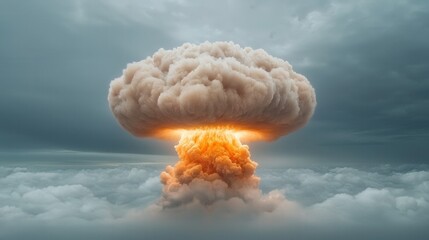 Wall Mural - a large mushroom cloud in the sky above the clouds