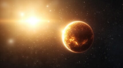 Wall Mural - an artist's impression of a bright orange planet in space