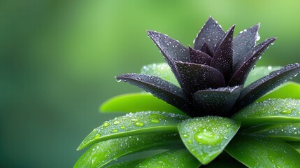 Wall Mural - A close up of a plant with water droplets on it