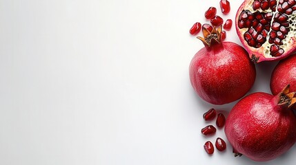 Wall Mural - A group of pomegranates on a white surface