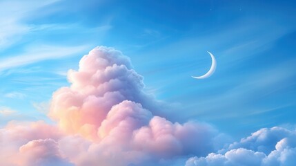 Wall Mural - a crescent in the sky above a cloud filled sky