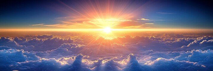 Wall Mural - Heaven s Gateway A Serene and Majestic Sunset Above the Clouds, Ideal Background for Text or Design