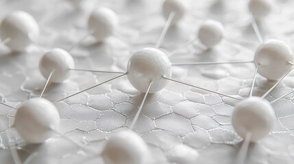 Wall Mural - abstract network of white spheres connected by thin lines on a textured surface.