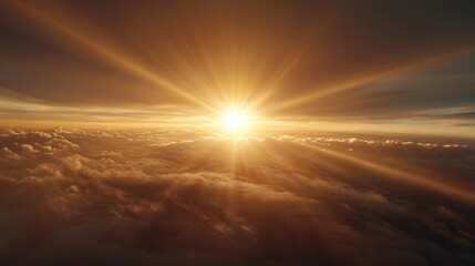Wall Mural - a view of the sun shining through the clouds from an airplane window