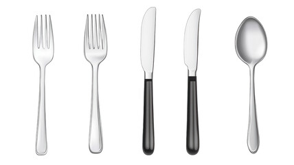 Stunning cutlery set isolated on a transparent background, perfect for enhancing your dining product presentations and culinary related designs with elegance and style..