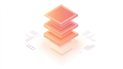 Leinwandbilder - Abstract 3D illustration of stacked layers, representing data, structure, or hierarchy.