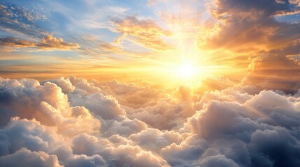 Wall Mural - a view of the sun shining through the clouds in the sky