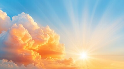 Wall Mural - a bright sun shining through the clouds in the sky