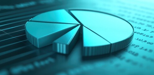 Leinwandbilder - 3D pie chart on financial report.
