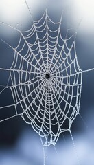 Wall Mural - Intricate Spiderweb Glistening with Morning Dew, Detailed Macro Shot, Nature Stock Photo