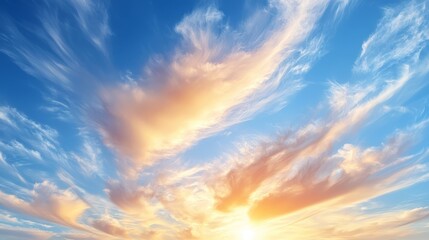 Wall Mural - a blue sky with some clouds in the middle of it